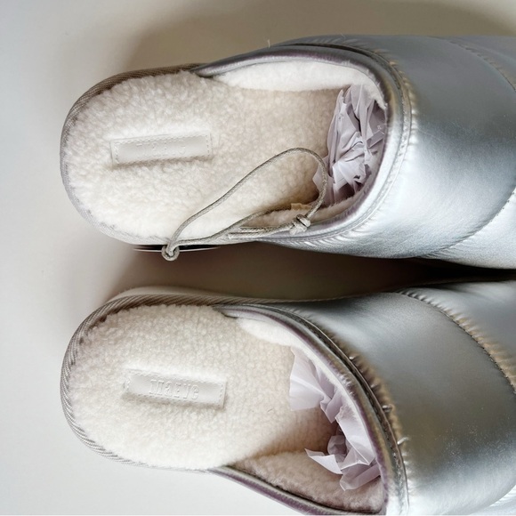 Anthropologie NEW Maeve Puffy Platform Slipper Shoes Silver Size Large US 10/11 - Picture 7 of 12